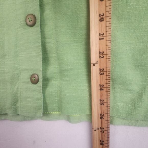 AS Ramie Blend Shacket Women’s SZ  Large Kelly Green Button Up Pointed Collar - Picture 14 of 16